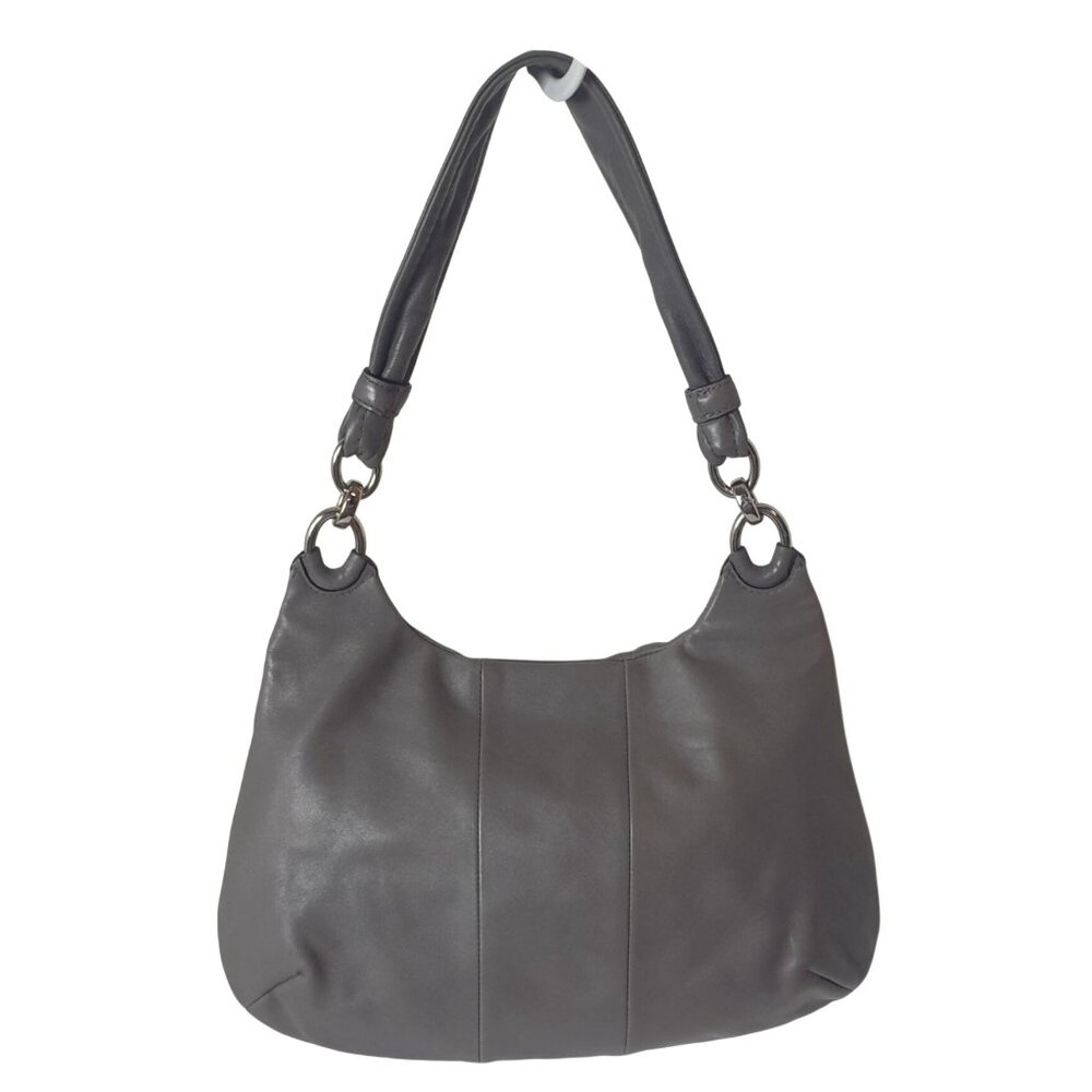 COACH Kristin Grey Leather Hobo B1169- 16931 Hippie Shoulder Purse Bag Blue Silk - Picture 7 of 8